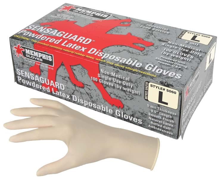 Picture of Disposable Chemical Glove Latex 5mil. Powdered– L 