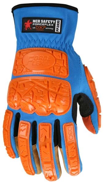 Picture of Glove MCR ForceFlex Top Blue Palm Synthetic Leather Padded Wrist Slip-On - M