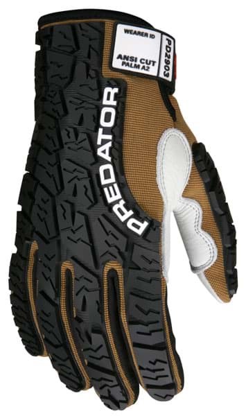 Picture of Glove MCR Predator Top Brown Palm Leather Padded Wrist Adjustable - L