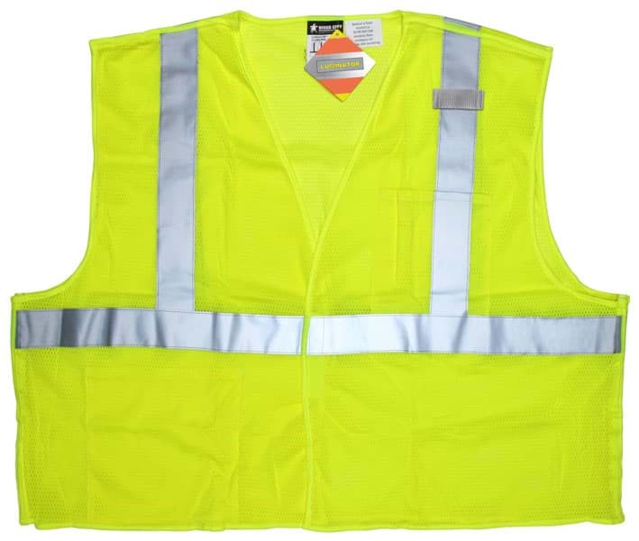 Picture of Vest Safety Mesh Green w/ Stripes Silver Class 2 Flame Resistant - 2XL