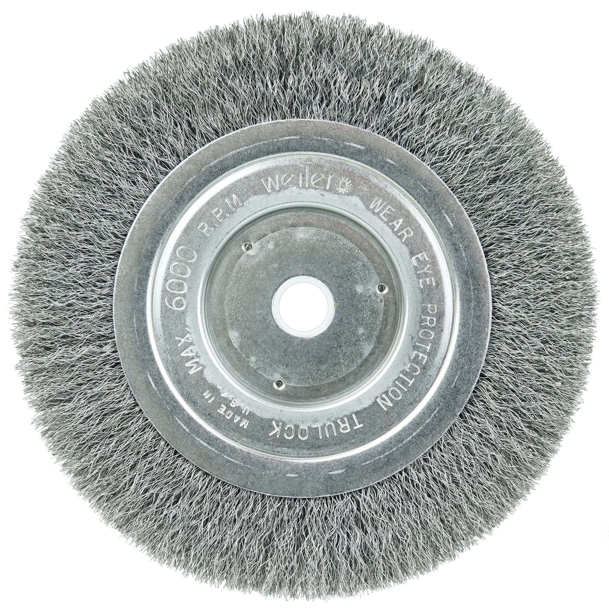 Picture of 6" Narrow Face Crimped Wire Wheel, Short Trim, .006" Steel Fill, 5/8"-1/2" Arbor Hole