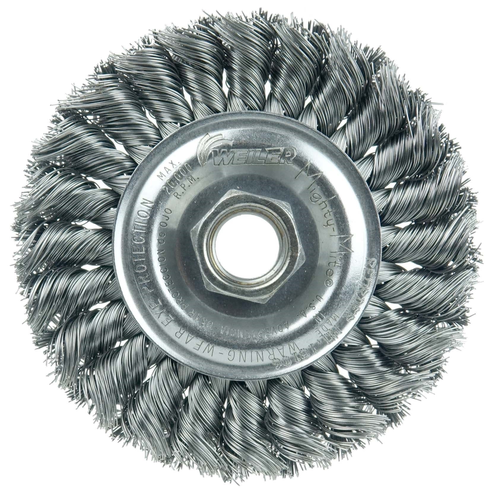 Picture of Standard Twist Knot Wire Wheel 4", .014" Steel Fill, 5/8"-11 UNC Nut