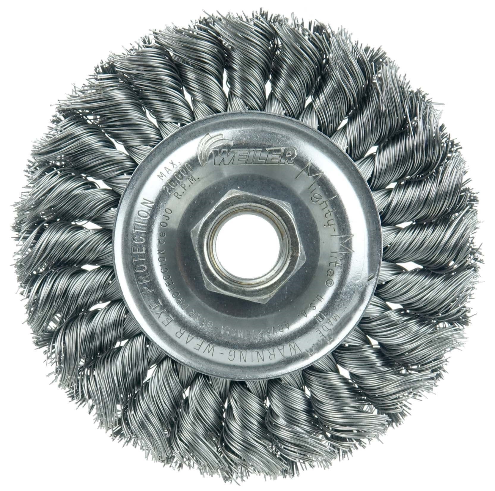 Picture of Standard Twist Knot Wire Wheel 4", .020" Steel Fill, 5/8"-11 UNC Nut