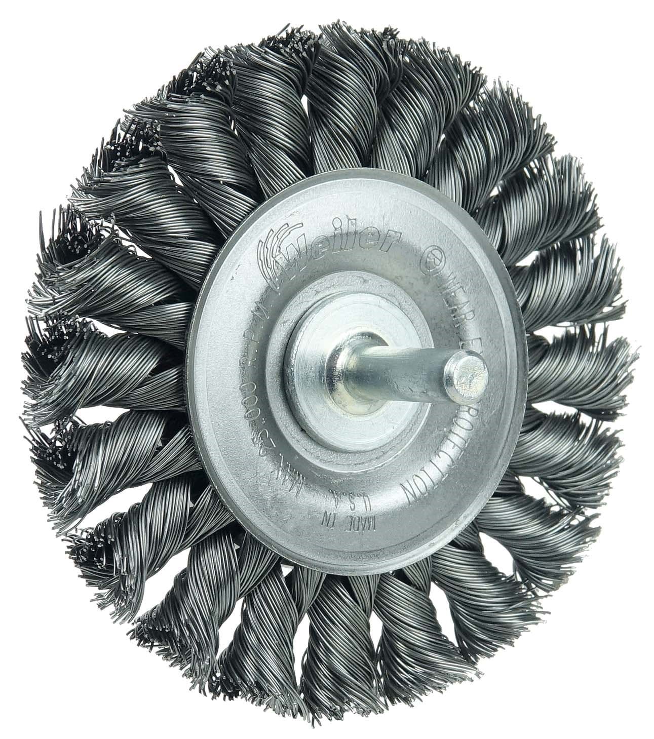 Picture of 3-1/4" Stem-Mounted Knot Wire Wheel, .014" Steel Fill, 1/4" Stem