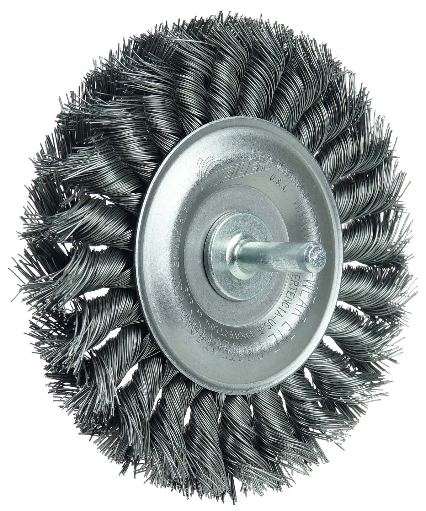 Picture of 4" Stem-Mounted Knot Wire Wheel, .020" Steel Fill, 1/4" Stem
